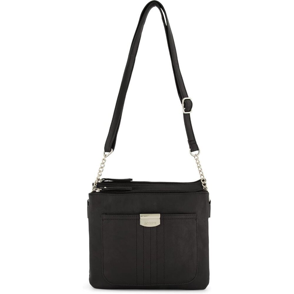 Women's Faux Leather Crossbody Bag With Adjustable Strap And Multiple Pockets